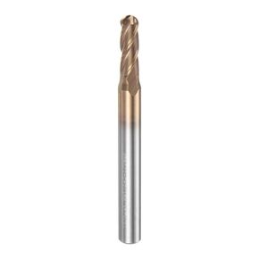 HARFINGTON Ball Nose End Mill 4 Flute 13/64" Diameter 1/4" Shank Tungsten Carbide Spiral CNC Router Bits 5/8" Cutting Length Single End Ball Cutting Tool for Carving Engraving Grinding