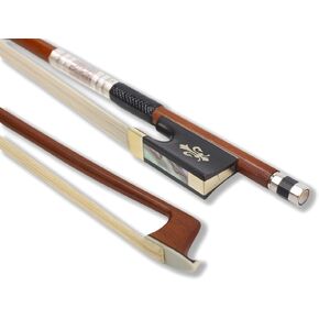 4/4 violin bow brazilwood Ebony Frog Natural horsehair Well Balanced Handmade Bow Lightweight (Fleur de lis Inlay)