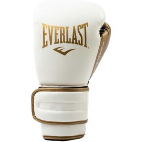 Everlast Powerlock 2 Boxing Gloves | Pro Flight Gloves | Secure Fit Lace-Up with Triple-Layer Foam & Wrist Support for Injury Prevention | Heavy Bag & Speedbag Training (12oz | White/Gold)