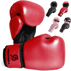 Essential Boxing Gloves for Men and Women Suitable for Boxing Kickboxing Mixed Martial Arts Maui Thai MMA Heavy Bag Fighting Training Red Blood