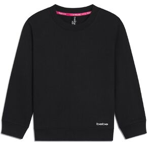 bebe Girls Crewneck Sweatshirt Pullover, French Terry Plain Crewneck Sweatshirt, Comfy and Cute Sweatshirts for Girls