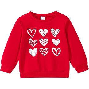 Little Girl Valentines Day Outfit Heart/Love Girl Sweatshirt Kids Pullover Tops 2-9T