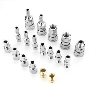 Hilitand Air Coupler and Plug Kit, Quick Connect Air Fittings, 18pcs 1/4" Industrial Solid Brass Quick Connect Set