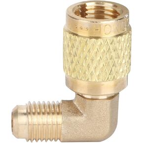 R410 Male Thread 1/4 to Female Thread 5/16 90° Adapter, for the Connection of Air Conditioning, Refrigeration or Copper Water Pipes, the Pressure of the Pipe Adapter is Up to 32Mpa