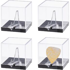 DICOSMETIC 4Pcs Clear Guitar Pick Holder Storage Box with Plastic Base Guitar Pick Case Holder Display 5.15x6cm Guitar Pick Display Guitar Pick Holder for Any Collectable Guitar Pick Decoration