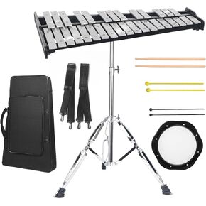 طقم جرس إكسيليفون احترافي مكون من 32 ملاحظة، مع 3 أنواع من أعواد الطبل، مجموعة أدوات إيقاعية صامتة للبالغين، حامل قابل للتعديل وحقيبة حمل in Kuwait