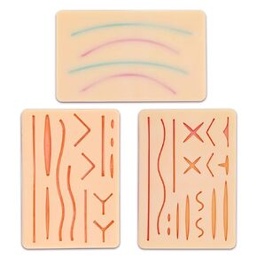 3-Piece Suture Pad, Suture Practice Pad with Various Wound Shapes, Suture Practice Kit, Suitable for Medical, Veterinary Medical Staff Training and Practice (Combination Three)