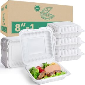 To Go Containers, BPA-Free Plastic Take Out Boxes with Lids 55-Pack 34oz MFPP Reusable Meal Prep Container for Food Storage Takeout, Hinged Clamshell Design for To-Go Lunch Salad Breakfast