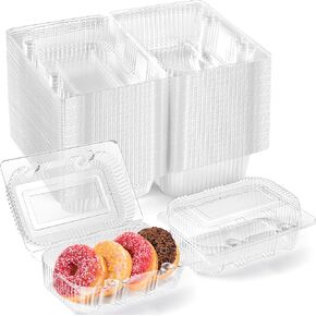 Zezzxu 40 Pack Clear Plastic Hinged Food Containers, To Go Sturdy Clamshell Food Containers with Lids, 7.2" × 4.7" ×3" Disposable Take Out Boxes for Desserts Cake Slices Sandwich Salad Cookies