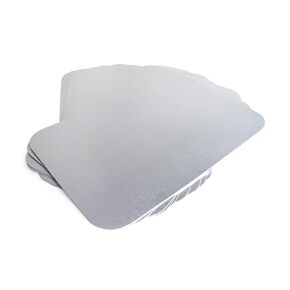 IDL Packaging Flat Foil-Covered Cardboard Lids for 4 lb. Oblong Aluminum Pans - 13" x 9" (pack of 10) - Disposable Cover for Baking Containers - Oven & Freezer Safe - Durable Top for Aluminum Foil Pan