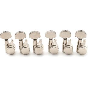 Musiclily Pro 6-in-line 2-Pin Sealed Guitar Locking Tuners 15:1 Ratio Guitar Machine Heads Tuning Pegs Keys for SQ Strat Tele Style Electric Guitar, Chrome with Hex Button