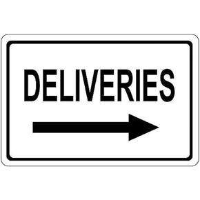 Tin Sign Metal Signs for Outdoors Deliveries with Right Arrow Metal Aluminum Sign 8 X12 Inch Backgound Metal Point Safety Caution Warning Notice Vintage Sign