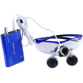 Bestlife 3.5x420mm Dental Medical Binocular Loupes with Head Light Lamp (Blue)