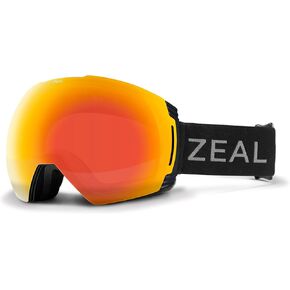 Zeal Optics Cloudfall XL Ski & Snowboard Goggle for Men & Women w/Interchangeable Bonus Lens, OTG, Anti-Fog, Dark Night/Phoenix Mirror