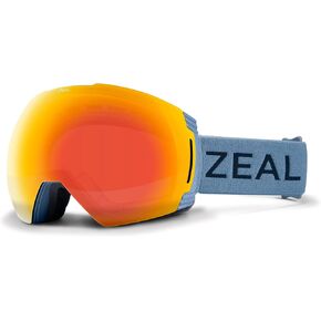 Zeal Optics Cloudfall XL Ski & Snowboard Goggle for Men & Women w/Interchangeable Bonus Lens, OTG, Anti-Fog, Blue Steel/Phoenix Mirror