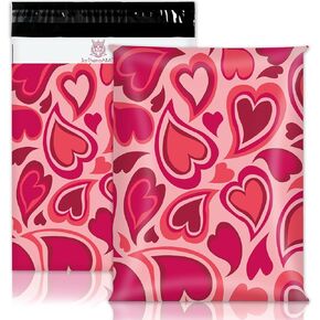100Pcs Valentine's Day Poly Mailer 10 x 13 Inch Love Heart Packaging Bags Self Seal Mailing Envelopes Bags for Small Business Clothing