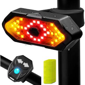 Bike Tail Light Rechargeable - Bike Turn Signals 5 Light Mode Rear Bike Light 32 LED Super Bright Bicycle Turn Signals with 10PCS Safety Reflective Tape for Night Riding Bicycle