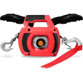 Portable Drill Powered Winch 1500 Lbs, Handheld Portable Winch with 3/16" Wire Rope 40 Foot, 360 Degrees Rotate Hook, Red Drill Winch for Lifting, Dragging, Handling, Trailer(1500 LBS)