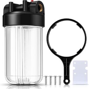 VIHOSE Whole House Water Filter Housing 10" x 4.5" Sediment Water Filter System 1" Npt Brass Port Clear Filter Housing Big Water Filter System for Whole House Water Filtration