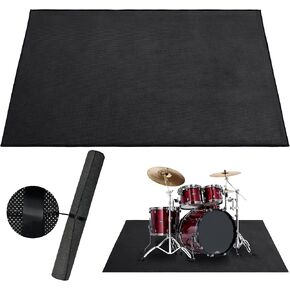 Drum Rug, 4 x 5.3 Ft Drum Mat Non-Slip, Soundproof Drum Carpet for Electrical Drum, Drum Accessories Gift for Drummers and Kids