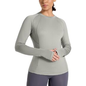 Thermal Shirts for Women Long Sleeve Fleece Tops Cold Weather Running Gear with Zipper Pocket Base Layer
