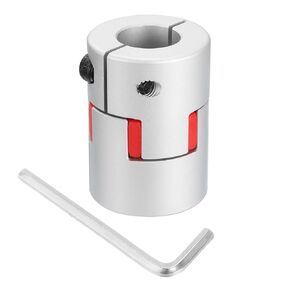 uxcell D40 L55 15mm to 20mm Flexible Plum Shaft Coupling Aluminum Motor Connector Flexible Spider Coupler for 3D Printer CNC Machine and Servo Stepper Motor (Silver Tone/Red)
