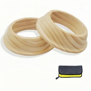 Wooden Bowling Ball Cup Holder Ring,Bowling Ball Set with Towel,Bowling Accessories for Men, Bowling Ball Stand Spinner Base Rack for Displaying-Cleaning-Sanding-Storing -2 Pack