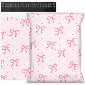 Whaline 100Pcs Pink Bow Poly Mailer 10 x 13 Inch Valentine's Day Bowknot Polka Dot Mailing Bag Cute Self-Sealing Plastic Packaging Envelope Bag for Small Business