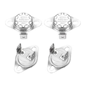 uxcell KSD301 Thermostat 50°C/122°F 16A Normally Closed N.C Adjust Snap Disc Temperature Switch for Microwaves,Oven,Coffee Maker 8 Pcs,Ceramic Material