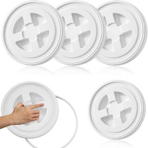 4 Pieces 5 Gallon Black Bucket Lids, 12inch Leak-proof Plastic Seal Screw Top Airtight Lids, Reusable Drum & Pail Lids for Pet Food Storage, Home Paint Storage and Industrial Storage Buckets