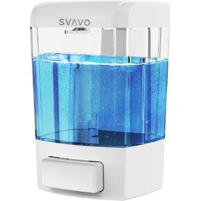 موزع صابون مثبت على الحائط من SVAVO، موزع صابون يدوي للحمام والمطبخ، موزع صابون يدوي قابل لإعادة الملء للسائل السائل، غرفة جل الشامبو للاستخدام المنزلي التجاري 23.7 أونصة (700 مل) ABS