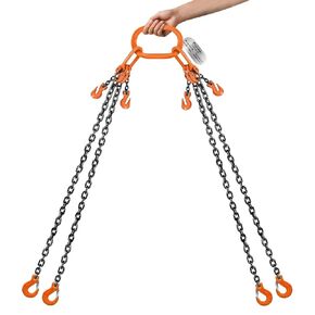 4 Chain Lifting Sling 5/16 inch x 10 Foot 11000 lbs with Gloves, Lift Chains Rigging with Hooks