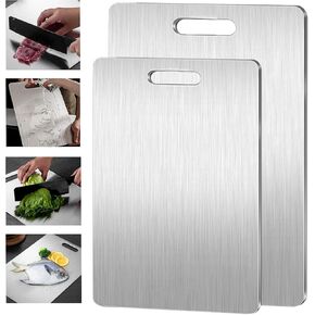 Titanium Cutting Board,Titanium Cutting Boards for Kitchen,304 Stainless Steel Food Grade Cutting Board for Meat Fruit & Vegetable(13.4*9in)