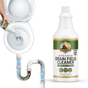Septic System Drain Field Cleaner (32 oz) - Professional Strength Concentrated Shock Septic Treatment to Open Clogs in the Septic Leach and Drain Field - Prevent Backups and Overflows