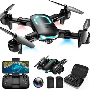 Drone with Camera, Foldable Drone with 1080P Camera, 2 Battery, One Key Start, Auto Follow
