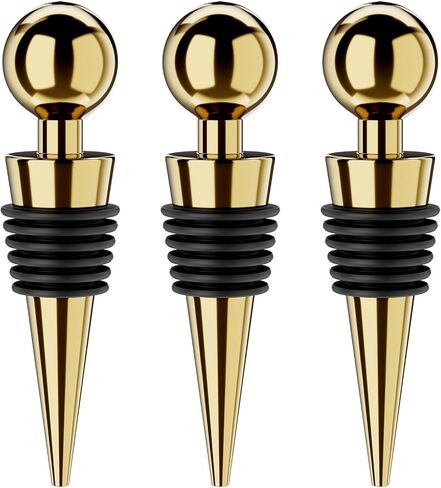 Wine Stoppers for Wine Bottles 3Pcs Vacuum Wine Bottle Stopper with Silicone Reusable Wine Corks, Leak proof Keep Fresh Suitable for Standard (Silver, 3 Pack) in Kuwait