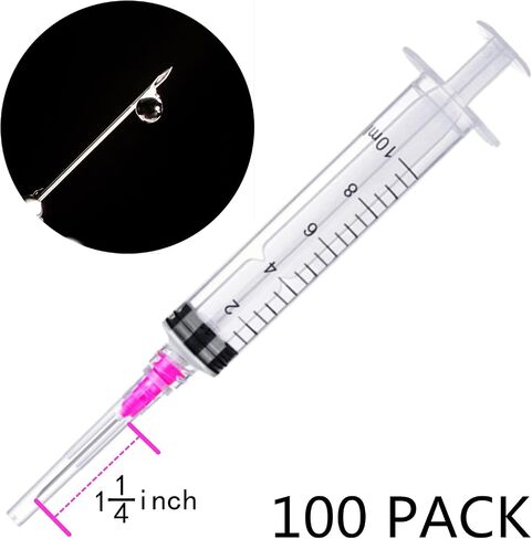 20 Pack 10ml Industrial Sterile Syringes with 18Ga 1.5 Inch, Plastic Disposable Syringe for Scientific Labs, Liquids Refilling and Measuring in Kuwait