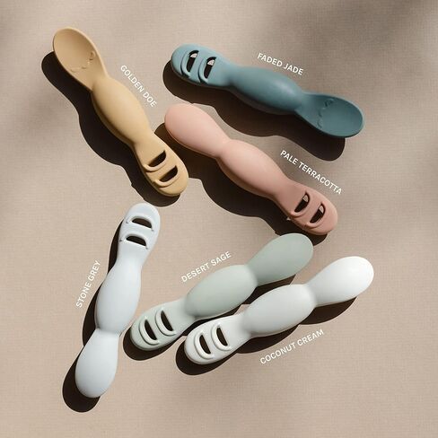 Yes Baby Goods All You-Tensil (عبوتان) | ملعقة وغطاس سيليكون لفطام الطفل وبوريه | صممه متخصص في التغذية لدعم نمو الطفل | 4+ أشهر (اليشم الباهت) in Kuwait