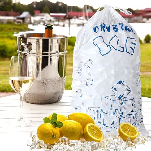 Ice Bags 8 lb with Drawstring, 50 Count Ice Bags for Ice Machine, Heavy-Duty Reusable Ice Cube Bags, Portable Storage and Freezer Keeper in Kuwait