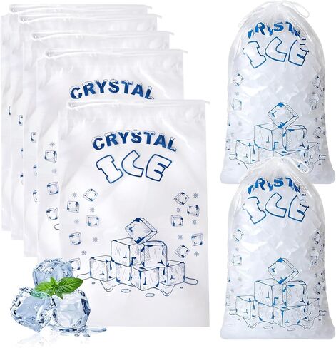 Ice Bags 8 lb with Drawstring, 50 Count Ice Bags for Ice Machine, Heavy-Duty Reusable Ice Cube Bags, Portable Storage and Freezer Keeper in Kuwait