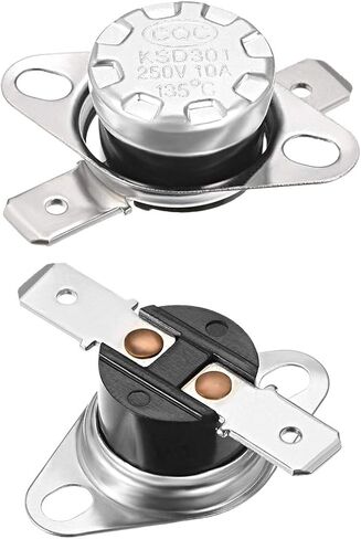 uxcell KSD301 Thermostat 125°C/257°F 10A Normally Closed N.C Adjust Snap Disc Temperature Switch for Microwave,Oven,Coffee Maker 2pcs in Kuwait