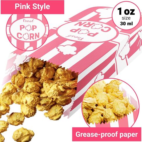 CUSINIUM 1oz Pink Paper Popcorn Bags (100-pack) - Carnival Theme - Customizable in Saudi Arabia
