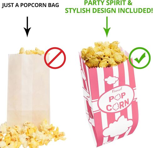 CUSINIUM 1oz Pink Paper Popcorn Bags (100-pack) - Carnival Theme - Customizable in Saudi Arabia