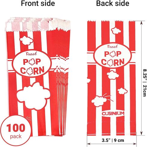CUSINIUM 1oz Pink Paper Popcorn Bags (100-pack) - Carnival Theme - Customizable in Saudi Arabia