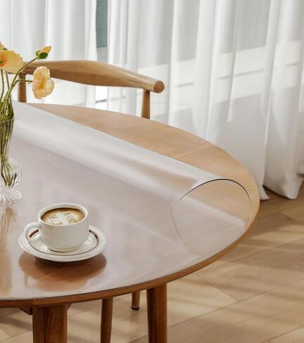 Clear Round Table Cover, 36 Inch Round Plastic Table Protector, 2mm Thick Waterproof PVC Tablecloth, Vinyl Circle Table Top Protector for Coffee Table, Dining Room Table in Saudi Arabia