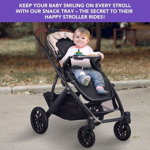 صينية الوجبات الخفيفة متوافقة مع Uppababy Vista V2، Vista، Cruz، Cruz V2، RumbleSeat، RumbleSeat V2، صينية الوجبات الخفيفة المحدثة مع مقصورتين كبيرتين للوجبات الخفيفة وحامل أكواب دائري، قابلة للطي مع عربة الأطفال in Saudi Arabia