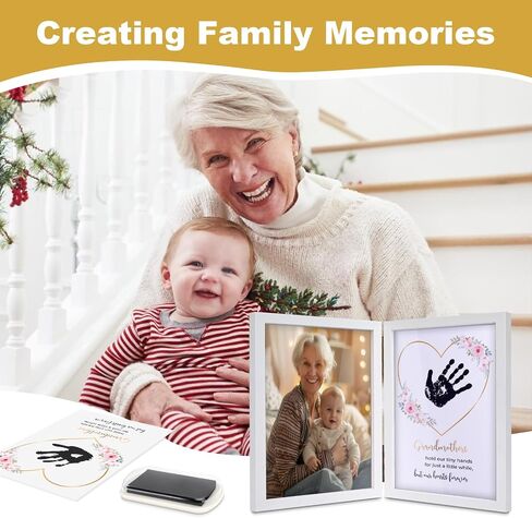 Nabance Family Handprint Kit, DIY Handmade Keepsake Wooden Frame, Mom Christmas Gifts, Baby Hand and Footprint Kit, Unique Gifts for Mom Mother's Day Birthday Christmas, Family Keepsake Frame in Saudi Arabia