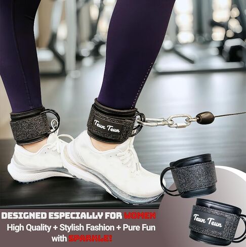 Glitter Ankle Straps for Cable Machine, Glute Kickback Ankle Straps for Women, Cable Attachments for Gym, Ankle Cable Straps for Booty Workout, Leg Extension and Hip Abductors in Saudi Arabia