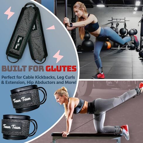 Glitter Ankle Straps for Cable Machine, Glute Kickback Ankle Straps for Women, Cable Attachments for Gym, Ankle Cable Straps for Booty Workout, Leg Extension and Hip Abductors in Saudi Arabia