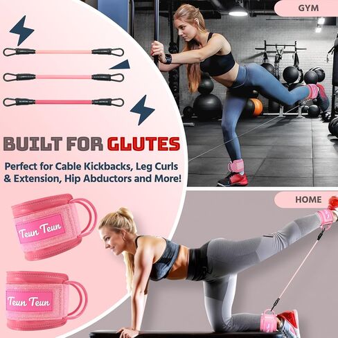 Glitter Ankle Straps for Cable Machine, Glute Kickback Ankle Straps for Women, Cable Attachments for Gym, Ankle Cable Straps for Booty Workout, Leg Extension and Hip Abductors in Saudi Arabia